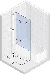 Шторка на ванну Riho VZ Scandic NXT X109V 85x150см L G001151121 профиль черный, стекло прозрачное