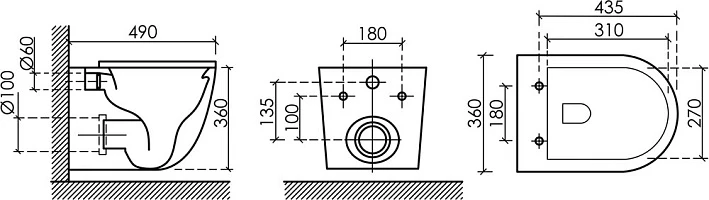 Унитаз подвесной Ceramicanova Uno Rimless CN11001MB черный матовый