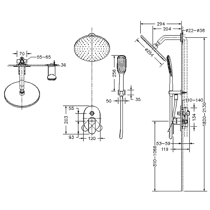 Душевой комплект Bravat Gina F865104C-A-ENG с внутренней частью, хром