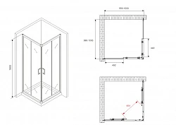 Душевой уголок ABBER Schwarzer Diamant 100х100 см AG02100B5 профиль черный, стекло прозрачное