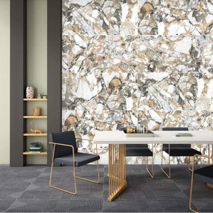 Керамогранит INDIA MAJESTIC WHITE GLOSSY 60х120 см IN 4008 коричневый