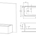 Акриловая ванна AM.PM Gem 150x70 с каркасом и шторкой W90ASET-150W90BS80CT белая матовая