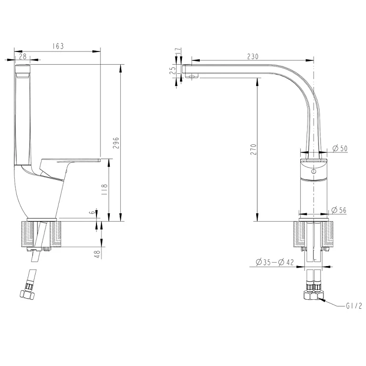 Смеситель для кухни Bravat Line F75299C-2 хром