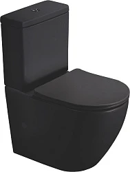 Унитаз-компакт SantiLine SL-5016MB безободковый, с микролифтом, черный матовый