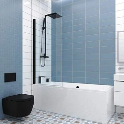 Шторка на ванну Kubele 60х150см DE020P601 профиль хром, стекло прозрачное