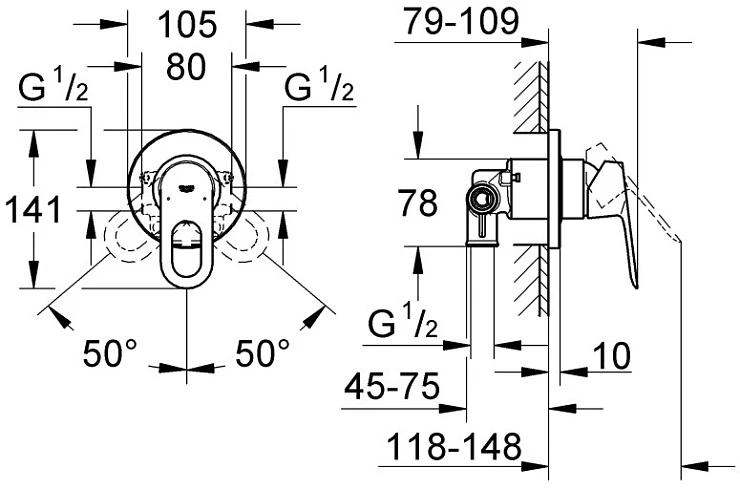 Гигиенический душ Grohe BauLoop 124895 со смесителем, хром