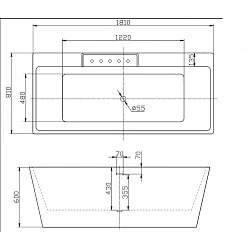 Акриловая ванна BelBagno 181x80x60 BB19-NERO/BIA черная