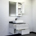 Тумба с раковиной Comforty Прага 75 00-00014832CF дуб белый, с графитовой столешницей