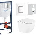 Комплект инсталляции Grohe Rapid SL 38772001 с унитазом BelBagno Uno BB3105CHR/SC и кнопкой хром 4в1