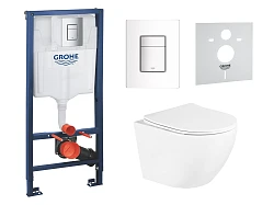 Комплект инсталляции Grohe Rapid SL 38772001 с унитазом BelBagno Uno BB3105CHR/SC и кнопкой хром 4в1