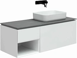 Тумба с раковиной Allen Brau Infinity 120 R с графитовой столешницей, белая ма
