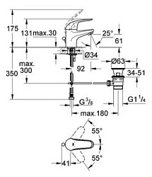Смеситель для раковины Grohe Euroeco 23262000 хром