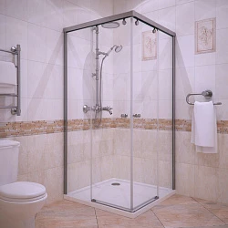 Душевой уголок GuteWetter Slide Rectan GK-864 90х80 см, черный матовый, стекло прозрачное