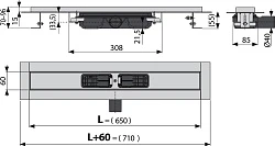 Душевой лоток AlcaPlast APZ101 650 с опорами, хром
