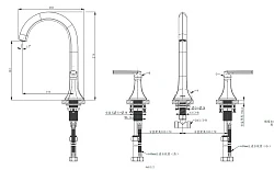 Смеситель для раковины ARROW AG4261CP на 3 отверстия, хром