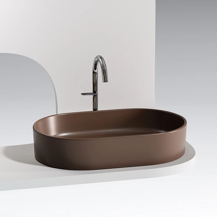 Раковина накладная Ceramica nova Element 600*380*122мм CN6048MDB коричневая матовая