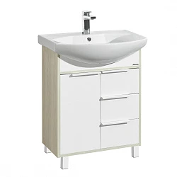 Тумба под раковину Aquaton Рико 65 1A213301RIB90 белая / ясень фабрик