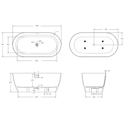 Ванна из литьевого мрамора Cezares Relax 150x75см CZR-RELAX-150-75-57-SSB белая матовая
