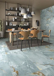 Керамогранит Imola Onyx Aqua Blue Gold 60x120 см AQ6 12 LP голубой