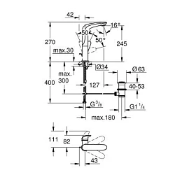 Смеситель для раковины Grohe Eurostyle New 23718003 хром