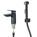 Смеситель для раковины Aquatek Вега AQ1012MB с гигиеническим душем, матовый черный