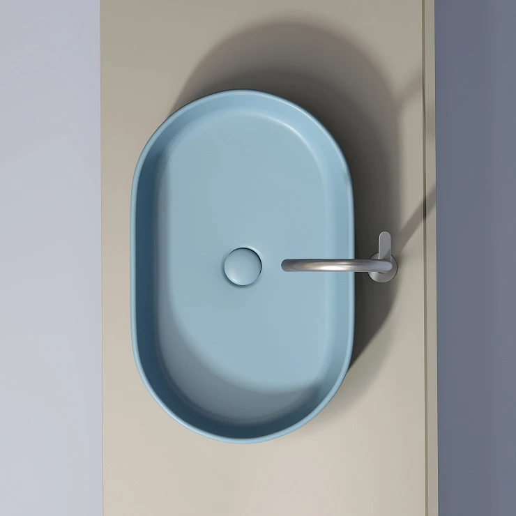 Раковина накладная Ceramica nova Element 600*380*122мм CN6048ML голубая матовая