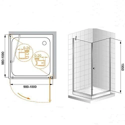 Душевой уголок Cezares Elena 100x100см ELENA-W-A-1-100-P-Cr-L профиль хром, стекло рифленое