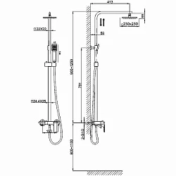 Душевая стойка D&K Berlin Technische DA1433725A02 черная матовая