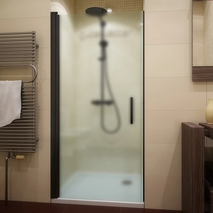 Душевая дверь в нишу GuteWetter Lux Door 66х200 GK-601-CH02 R профиль черный, стекло матовое