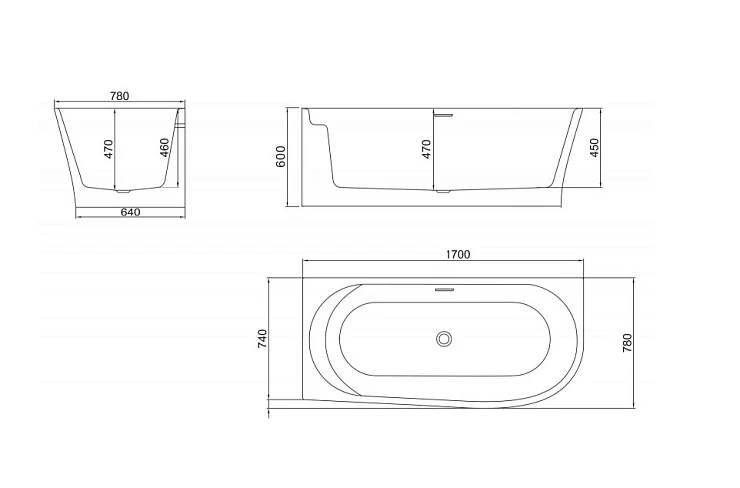 Ванна акриловая BelBagno 170x78 левосторонняя BB410-1700-780-L белая глянцевая