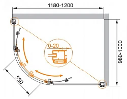 Душевой уголок Cezares Anima 120x100см ANIMA-W-RH-2-120/100-P-Cr-R профиль хром, стекло рифленое