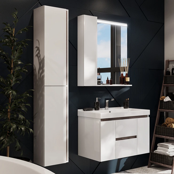 Зеркало-шкаф Aquaton Рене 80 1A222502NRC80 белый, грецкий орех