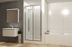 Душевая дверь в нишу Bravat Line 100x200см BD100.4121A профиль хром, стекло прозрачное