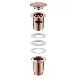 Донный клапан ABBER AF0010RG с переливом, розовое золото