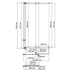 Шторка на ванну Wasserkraft Dill 80x140см 61S02-80 профиль черный, стекло прозрачное