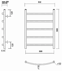 Полотенцесушитель водяной Domoterm Калипсо П5 50x50 4680746598311 черный матовый