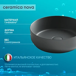 Раковина накладная Ceramica Nova Element CN6022MDH антрацит матовая