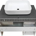 Тумба с раковиной Comforty Прага 75 00-00004198 дуб белый, с антрацитовой столешницей