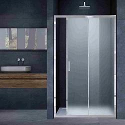 Душевая дверь в нишу Vincea Alpha 130см VDS-3AL130CL профиль хром, стекло текстурное
