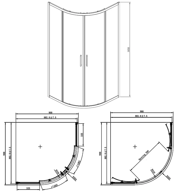 Душевой уголок Azario Ostin 90x90см AZ-121 S А 90*90*195 профиль хром, стекло прозрачное