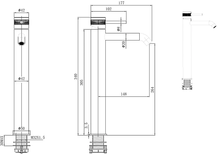 Смеситель для раковины Allen Brau Priority 5.31A02-MG брашированный графит