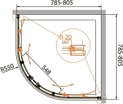 Душевой уголок Cezares Relax 80x80см RELAX-R-2-80-P-Bi профиль белый, стекло рифленое