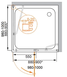 Душевой уголок Cezares Elena 90x90см ELENA-W-A-12-90-P-Cr-L профиль хром, стекло рифленое