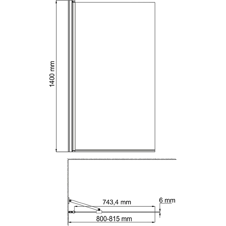 Шторка на ванну Wasserkraft Berkel 80x140см 48P01-80W профиль белый, стекло прозрачное