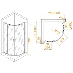 Душевой уголок RGW Passage PA-52 80x80см 03085288-11 профиль хром, стекло прозрачное