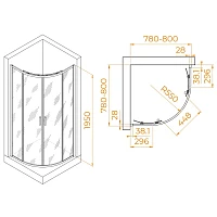Душевой уголок RGW Passage PA-52 80x80см 03085288-11 профиль хром, стекло прозрачное