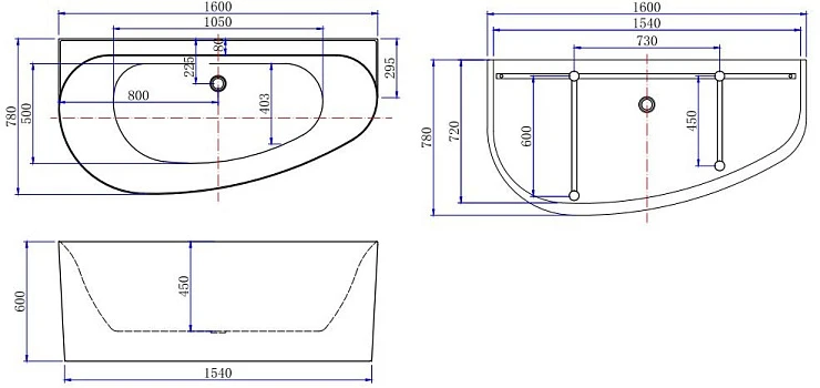 Акриловая ванна Allen Brau Priority 5 R 160x78 2.31005.20B белый глянец