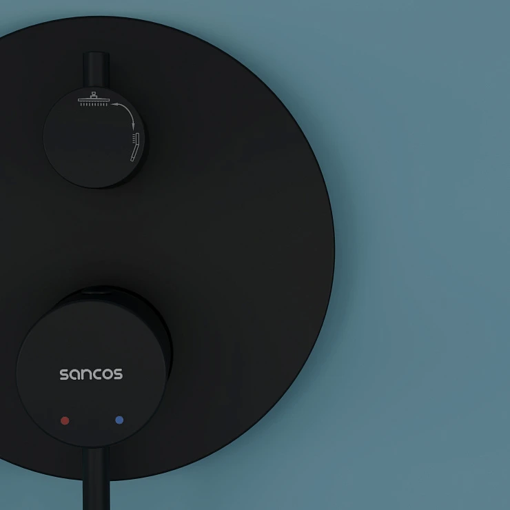Душевой комплект Sancos Select SC3003MB с внутренней частью, черный матовый
