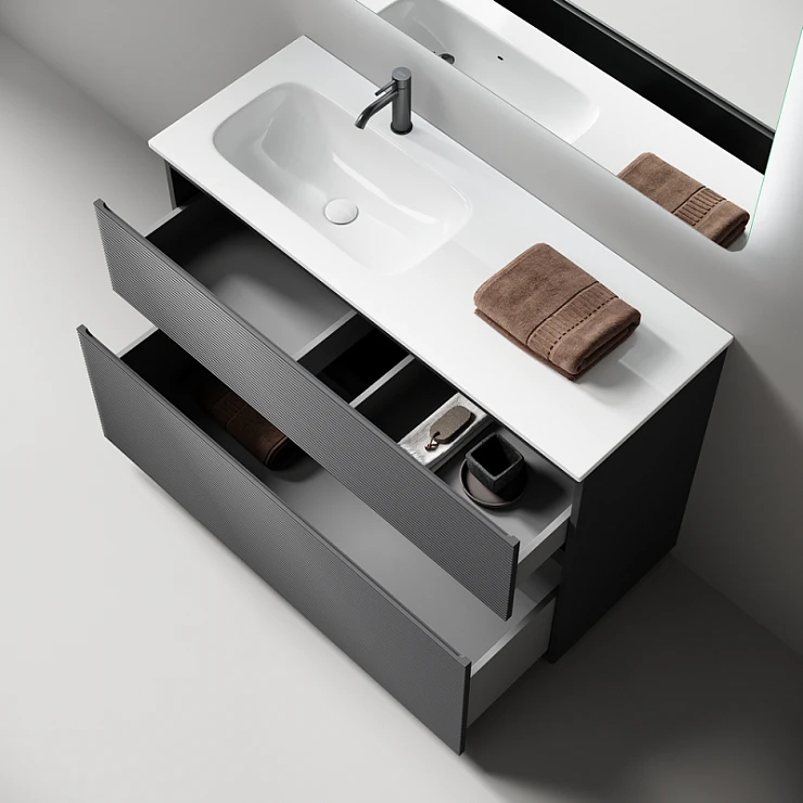 Тумба под раковину Sancos Folk Floor 120 FL120FLGS левая, напольная, Grey soft