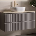 Тумба с раковиной Sancos Snob R 100 с бежевой столешницей, серая